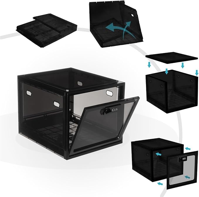 Medicine Lock Box for Safe Medication, Clear Lockable Storage Box for Phone Tablet Office School Home Safety