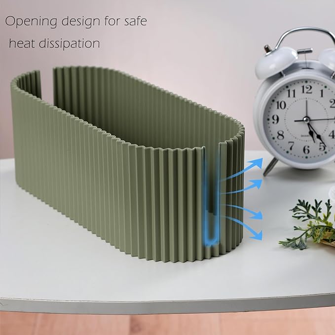 Cable Management Box Large Cable Organizer Box for Power Strips, Surge Protectors, Chargers, Adapters, TV Computer Wires Cable Hider Organizer Box with Cable Ties，Clip Holders - Khaki