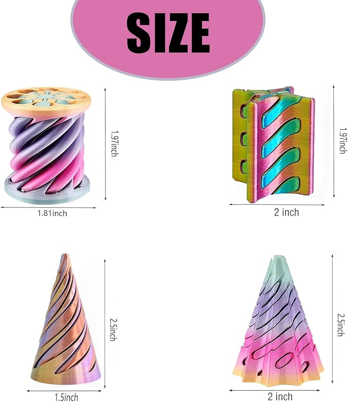 4 Packs Impossible Cone,Spiral Cone Fidget Toy,Impossible Cones passthrough Impossible Pyramid for Relaxing,Spiral Fidget Toy passthrough Impossible Cone,Birthday for Adults & Kids