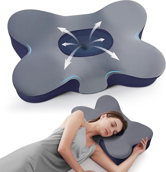 Cervical Pillow for Neck Pain Relief, Cooling Excellent Support Side Sleeper Pillow for Adults, Ergonomic Memory Foam Pillows for Sleeping, Contour Neck Pillow for Side Back Stomach Sleepers