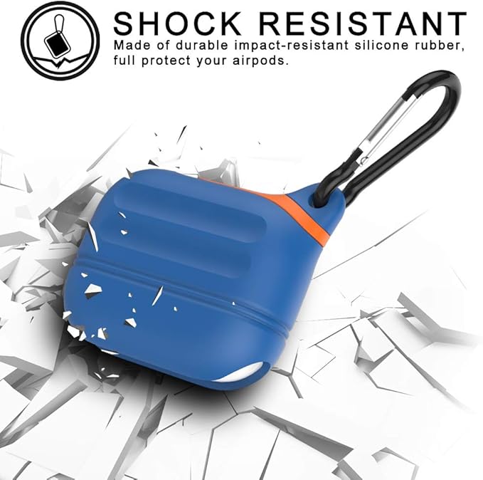 AirPods Pro Case, Waterproof Silicone Cover for AirPods Pro 2 Case | Waterproof Protection | Portable | for USB-C/Wireless | Anti-Lost | One Piece | Blue