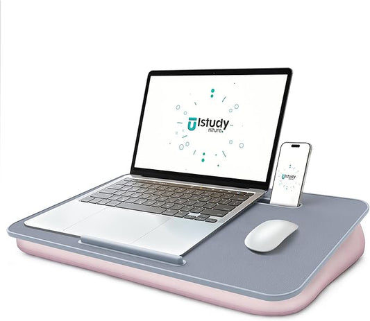 Lap Desk with Washable Cushion – Fits up to 17-Inch Laptops – Portable Laptop Desk & Stand – Bed desks & Tray for Writing, Reading, Working, Gaming on Bed, Couch, Floor –Istudyniture- Large, Beige