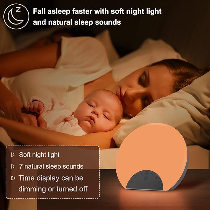 ANTDALIS Sunrise Alarm Clock Wake Up Light for Kids, Adults, Heavy Sleepers with Dual Alarms, Snooze, Sleep Aid with 7 Nature Sounds for Bedrooms with 8 Colors Night Light, FM Radio, Gift Ideas