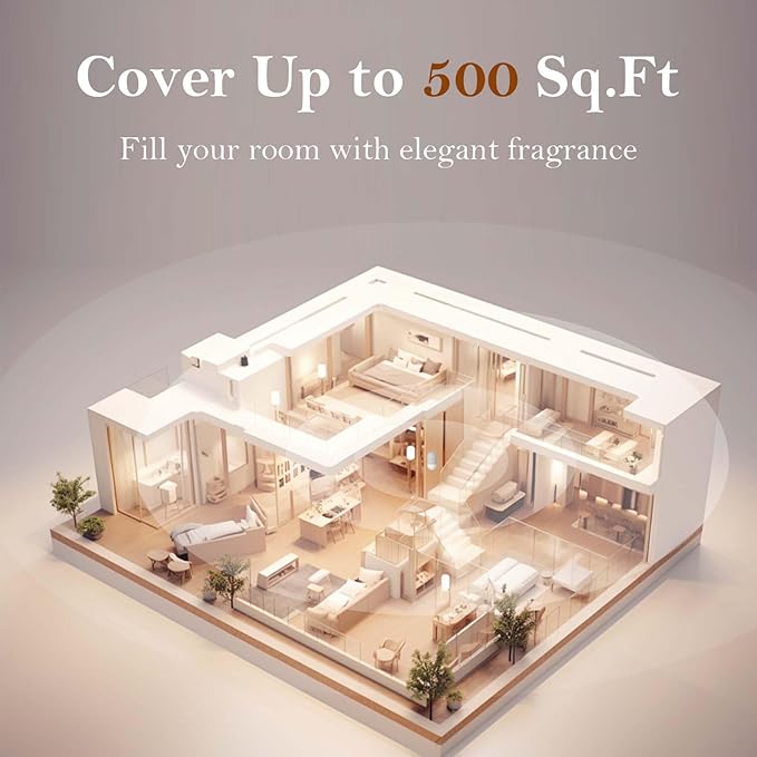 Essential Oils Diffuser Waterless Scent Diffuser, Smart APP Bluetooth Control,Wall Mounted, with Fragrance Oil, Cover Up to 500 SQ.FT for Room Home and Office, Quiet and Safe, Grey
