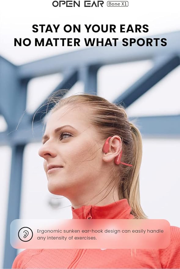 Bone Conduction Headphones, Open Ear Wireless Headphones with Microphone, Bluetooth 5.3, 6 Hours of Use Time, IPX5 and Sweat Resistant Sports Headphones for Outdoor, Workout, Cycling (Blue)