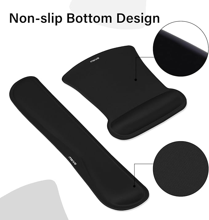 MOSISO Keyboard Mouse Pad Set, Large Gaming Mousepad&Keyboard Wrist Rest&Mouse Wrist Rest&Coaster, Ergonomic Non-Slip Mousepad&Easy Typing Cushion with Memory Foam for Home Office, Black