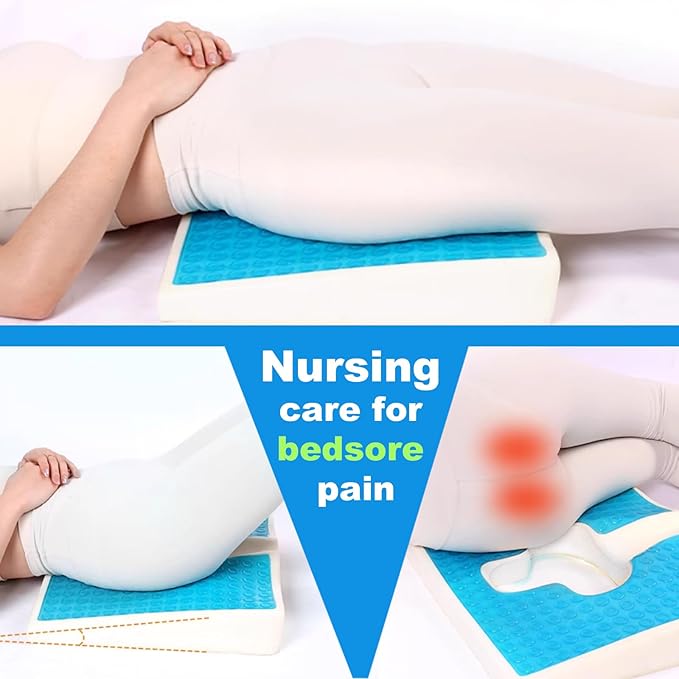 Gel Wheelchair Seat Cushion,Bed Sore Cushions for Butt,Relieve Sciatica,Back,Coccyx,Pressure Sore and Ulcer Pain Relief,Ergonomic Office Chair Cushion, Anti-Slip Cover Removable&Washable (Gray)