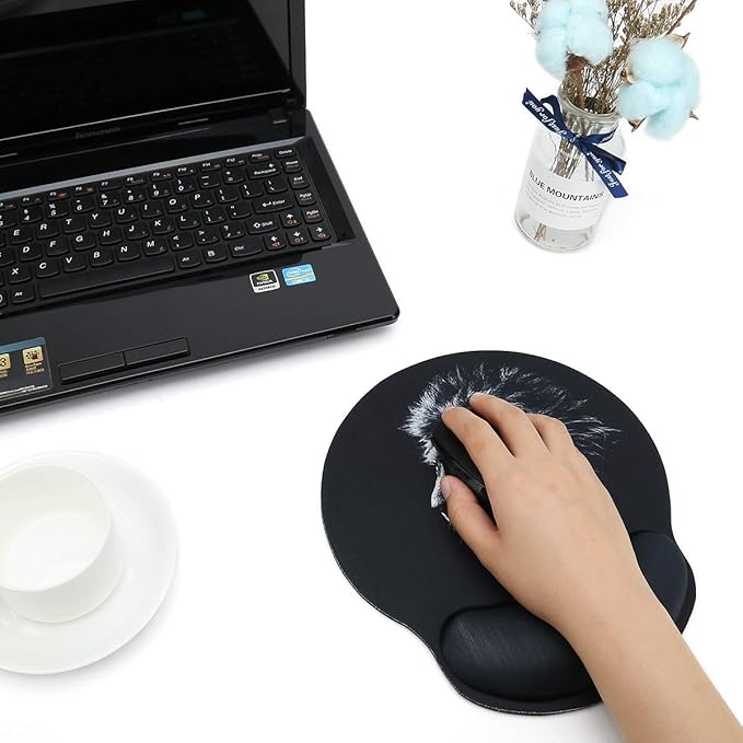 RICHEN Memory Foam Mouse Pad with Wrist Support,Ergonomic Mouse Pad with Wrist Rest,Non-Slip Rubber Base for Computer Laptop & Mac,Lightweight Rest for Home,Office & Travel (Lion)