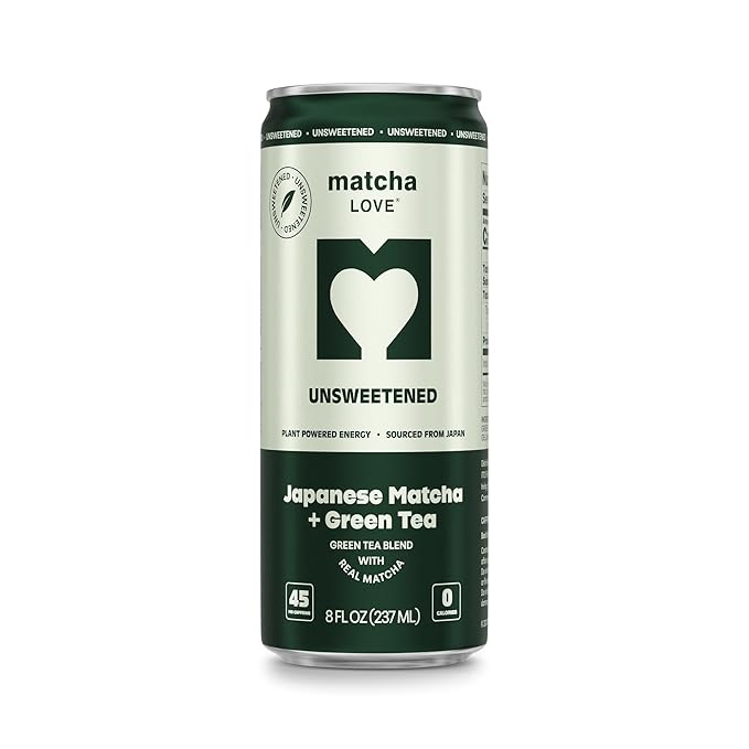 matcha LOVE Matcha + Green Tea, Unsweetened, 8 Ounce (Pack of 12)