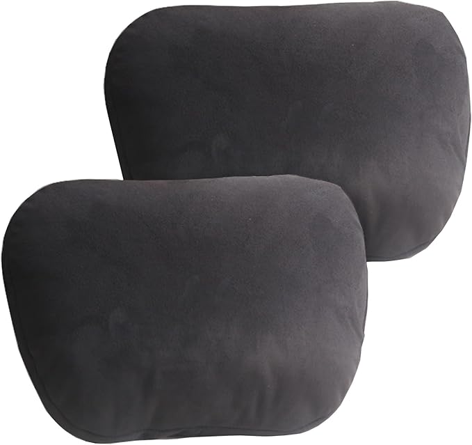 2PCS Car Pillow for Car Neck Pillow for Driving Seat Lumbar Support Soft Cushion with Extra Filling Accessories Back Support for Travel Nap and Trips Sleeping(Black, Head)