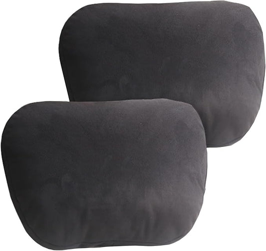 2PCS Car Pillow for Car Neck Pillow for Driving Seat Lumbar Support Soft Cushion with Extra Filling Accessories Back Support for Travel Nap and Trips Sleeping(Black, Head)