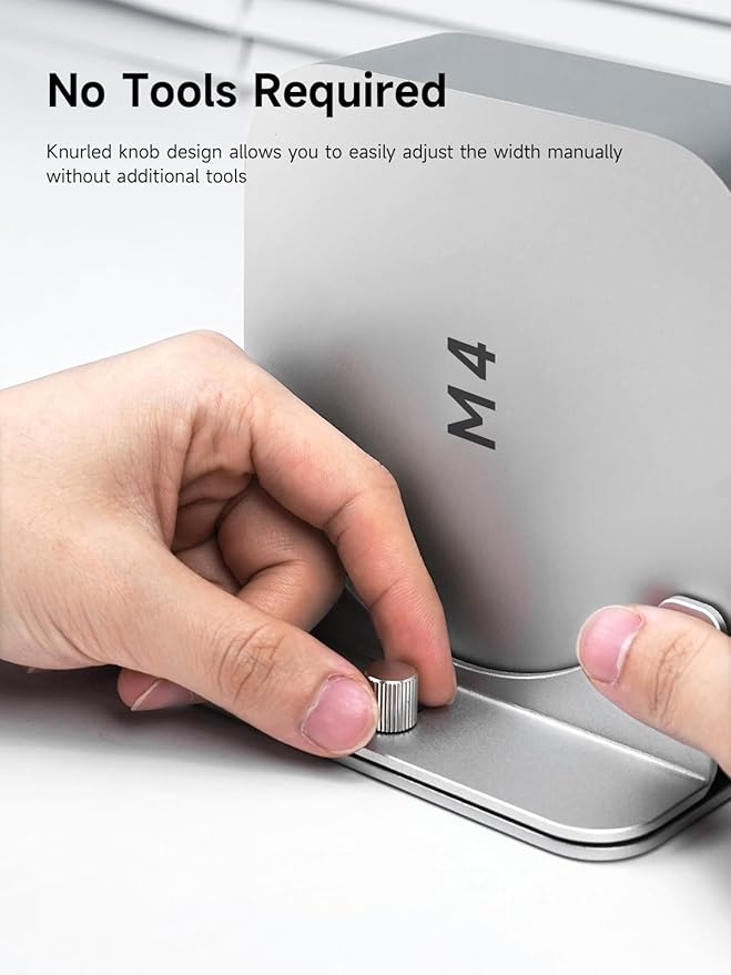 Hagibis Vertical Stand for Mac Mini M4, Aluminum Alloy Laptop Stand Anti-Slip Computer Holder Desktop Stand Compatible with M4 Chip Mac Mini Pro