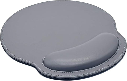 Mouse Pad Leather Wrist Rest Support, Ergonomic Memory Foam Mouse Wrist Rest Pad with Non Slip Rubber Base, Durable, Comfortable Mousepad for Computer Pain Relief at Home, Office, Work Travel, Grey