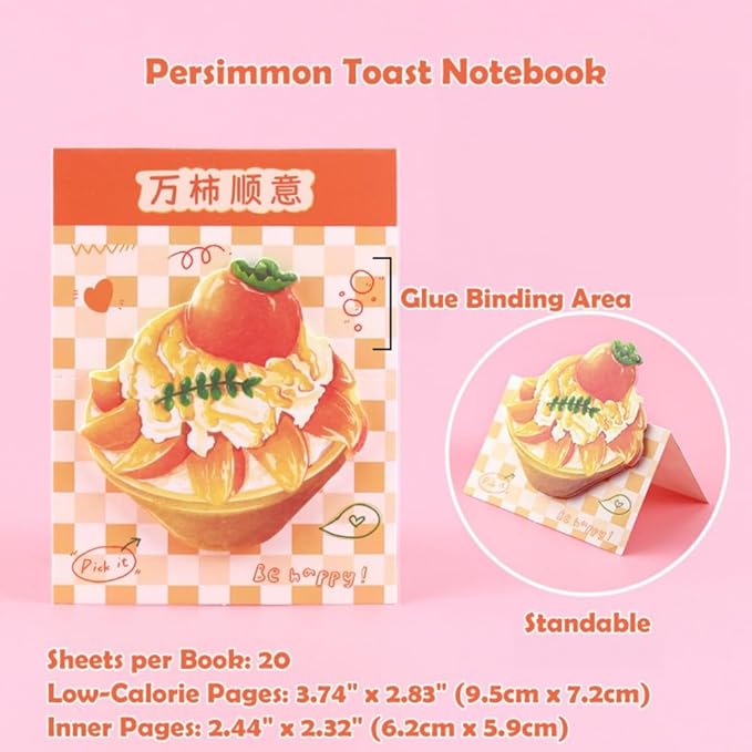 12Pack Cute Bread Toast Sticky Notes, 20 Sheets/pad, Reusable Funny to Do List Notes Book for Office Home