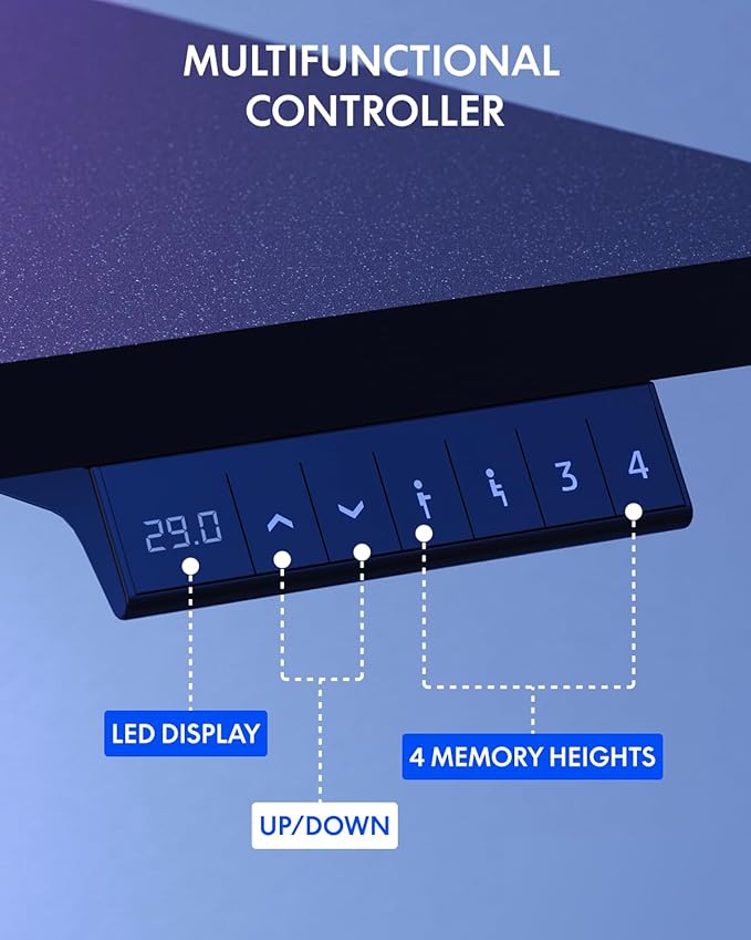 FLEXISPOT Standing Desk with Monitor Stand, 55 x 24 Inches One-Piece Electric Height Adjustable Computer Desk with Cup Holder, Home Office Desks (Black Frame+ Black Top)