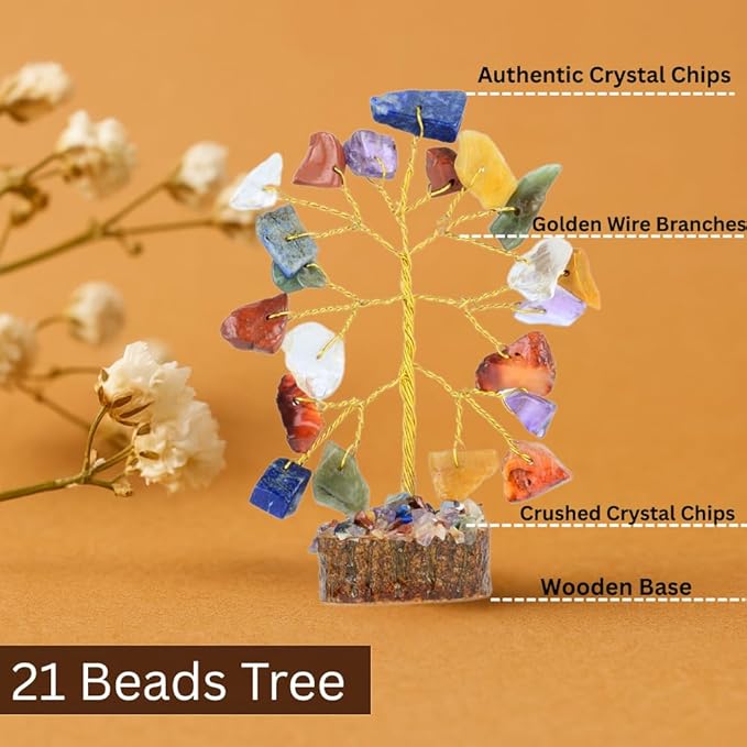 Crystal Tree Gift for Women, Set of 12 Handcrafted Tree of Life Chakra Healing Crystals & Stones for Positive Energy, Good Luck, Home and Office Desk Decor, Birthday Gifts for Mom & Dad