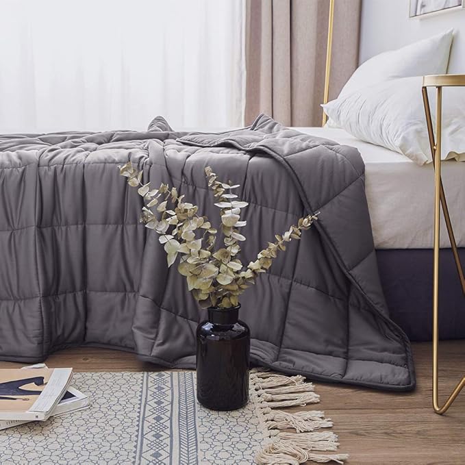 Dornroscn Weighted Blanket with Rayon | 20lbs-60’’x80’’- Queen Size Bed for Adults | Cooling Heavy Blanket Premium Glass Bead for Hot & Cold Sleepers, Dark Grey