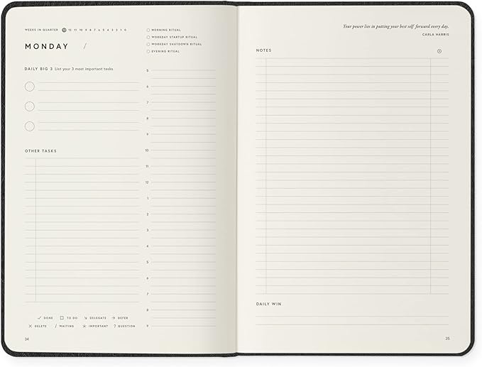 Full Focus Leather Planner by Michael Hyatt - The #1 Daily Planner to Set Annual Goals, Increase Focus, Eliminate Overwhelm, and Achieve Your Biggest Goals - Hardcover (Black)