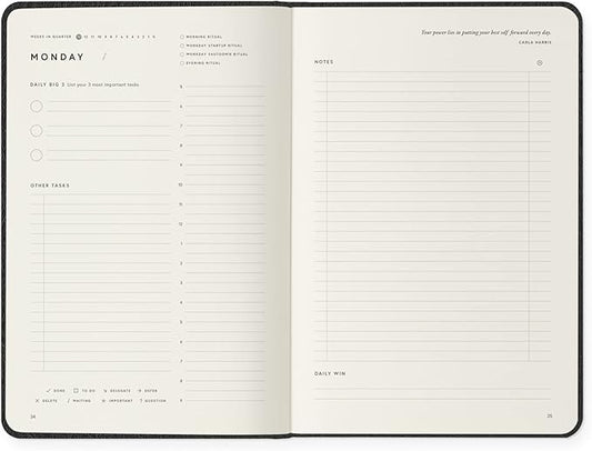 Full Focus Leather Planner by Michael Hyatt - The #1 Daily Planner to Set Annual Goals, Increase Focus, Eliminate Overwhelm, and Achieve Your Biggest Goals - Hardcover (Black)