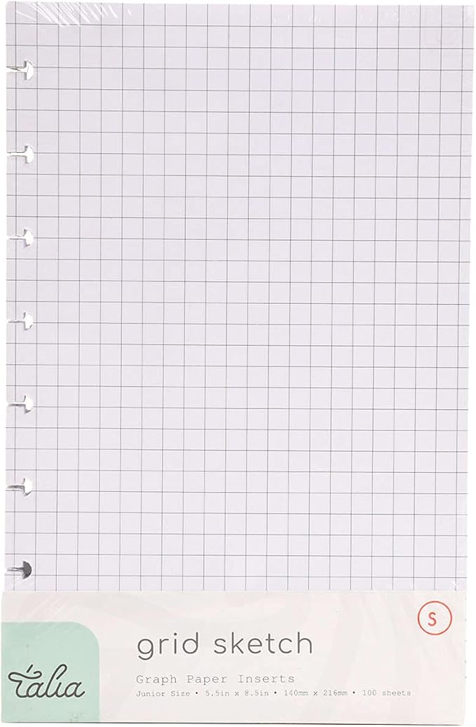 Talia Discbound Notebook Refills (Grid Pages, Junior (5.5in x 8.5in))
