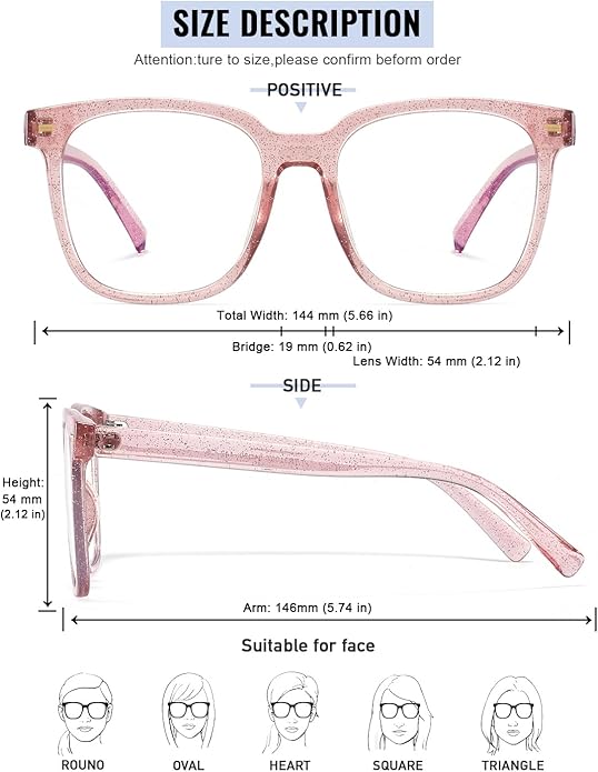 PANNER Oversized Square Blue Light Blocking Glasses for Women Men Anti Glare Reduce Eyestrain Computer Glasses