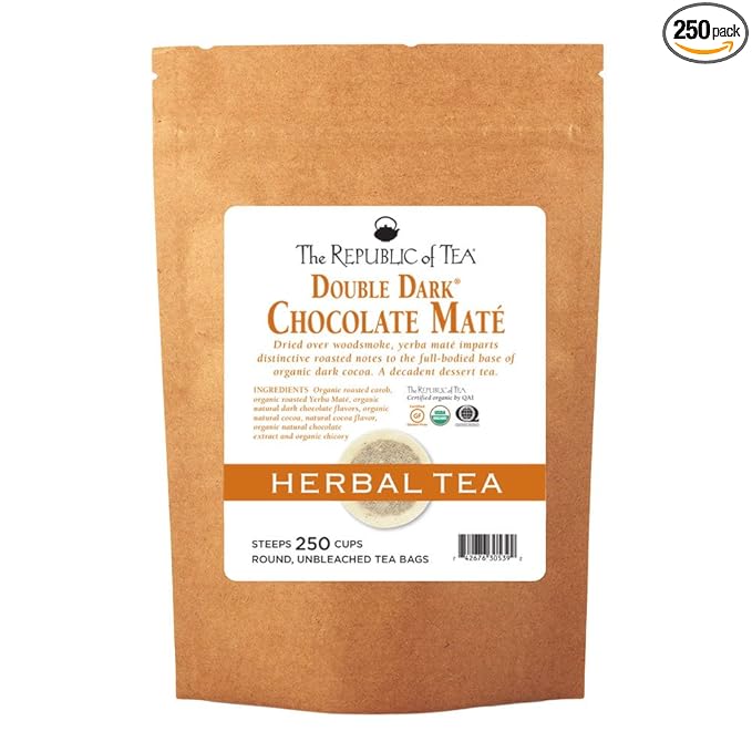 The Republic of Tea Organic Double Dark Chocolate Mate, 250 Tea Bag Bulk