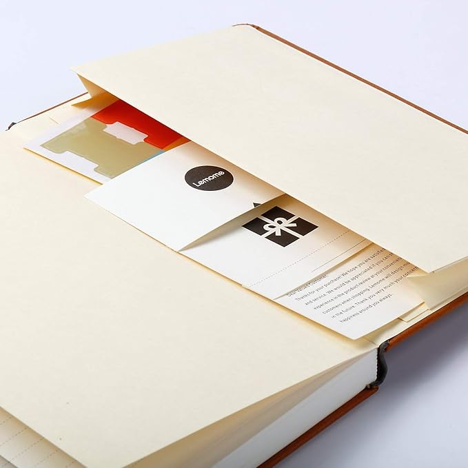 Thick Classic Notebook with Pen Loop - A5 College Ruled Hardcover Writing Notebook with Pocket + Page Dividers Gifts, Banded, Large, 180 Pages, 8.4 x 5.7 in