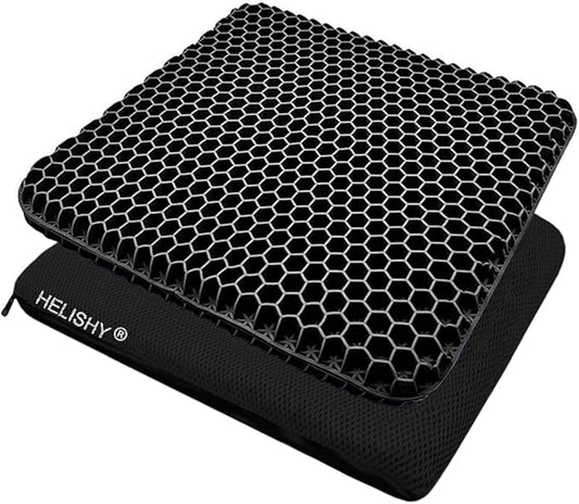 Egg Gel Seat Cushion, Breathable Gel Cushion Chair Pads with Non-Slip Cover for Home Office Car Wheelchair, Honeycomb Design Egg Seat Cushion As Seen On TV (Black)