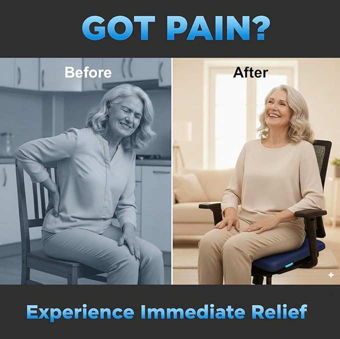 Gel Seat Cushions for Long Sitting- Extra Large & Ultra Thick(2 Inch) Orthopedic Chair Pad for Pressure Relief, Sciatica & Back Pain – Non-Slip, Cooling, Portable for Office, Car, Truck, Wheelchair