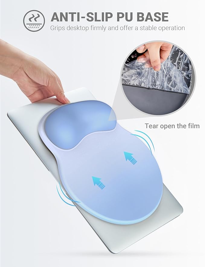 Ergonomic Mouse Pad Wrist Support, Comfortable Mouse Pad Wrist Rest, Relieve Wrist Pain Gel Mouse pad, Non-Slip Rubber Base Mousepad for Laptop, Computer(Gradient Blue)