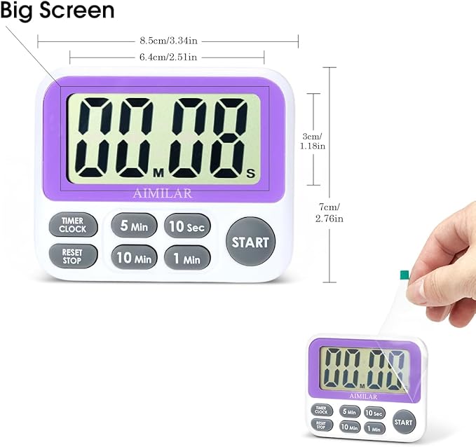 Digital Countdown Kitchen Timer - AIMILAR Count Up Down Magnetic Timer Clock with Loud Alarm Fast Setting for Cooking Baking Gym Students
