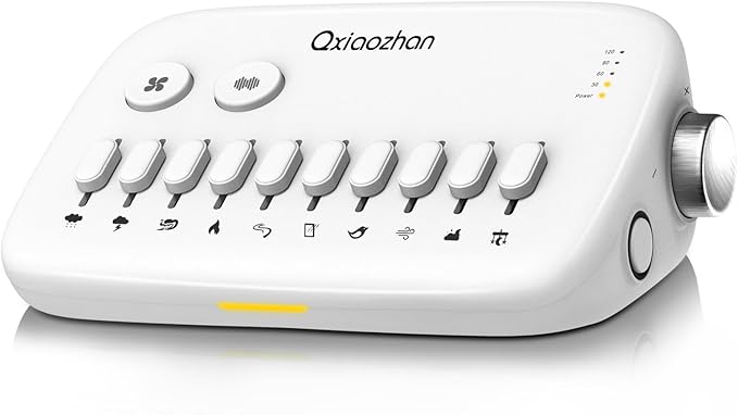 White Noise Sound Machine for Sleep with Slider Rail Button for DIY, Rechargeable & Adjustable Volume Sound Machine with 30 Soothing Sounds & Timers for Travel,Insomnia,Adults (Sleek White)