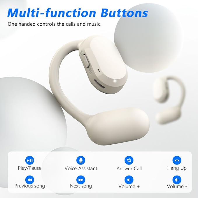 BANIGIPA Open Ear Headphones, True Wireless Earbuds, Bluetooth 5.4 Headphones w/Dual Mic for Calling, Comfort Sports Over Ear Earbuds w/Earhooks for Running Traveling, IP67 Waterproof, 40H Playtime