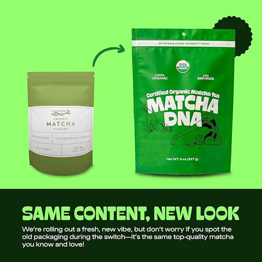 MATCHA DNA Certified Organic Matcha Green Tea Powder (8 oz BAG)