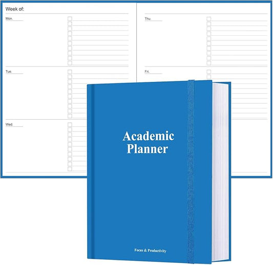 Academic Planner for 2025 2026 or Anytime – 8.5" x 11" Undated Weekly Student Planner For Homeschool, High School, College & Nursing Students, 200 Pages, Blue