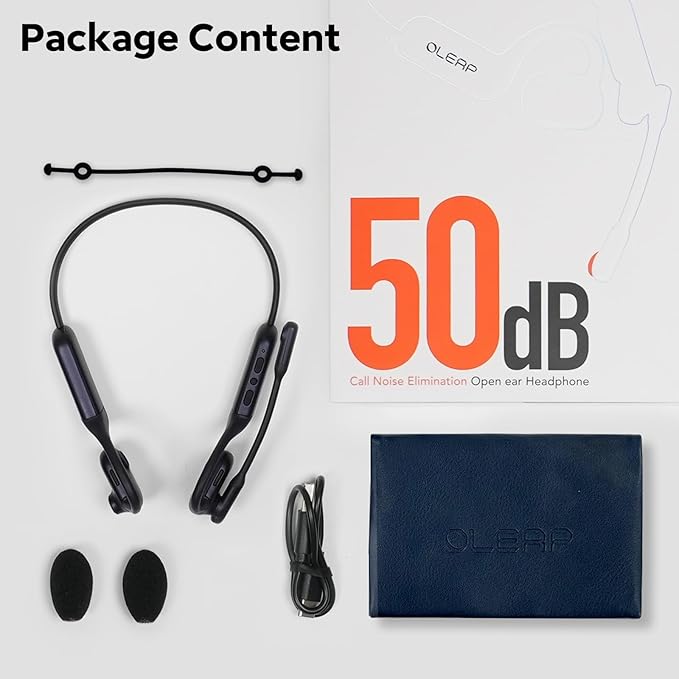 Pilot P200b Pro Bluetooth Wireless Open Ear Noise Cancelling Headphones, 50dB ENC Call Noise Elimination, Computer Headset with Boom Microphone and Mute Button for Work and Calls(No Dongle)