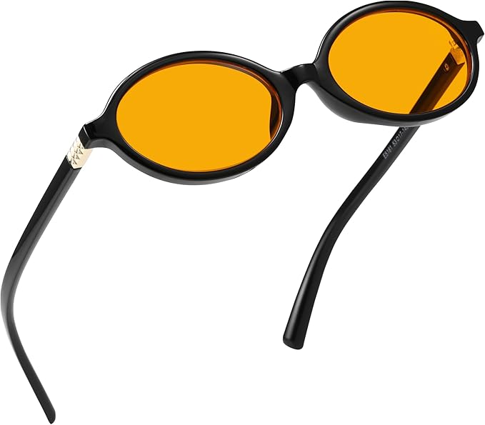 Trendy Amber Blue Light Blocking Glasses Orange Lens for Better Sleep,Computer Eye Strain Men Women Gaming Glasses