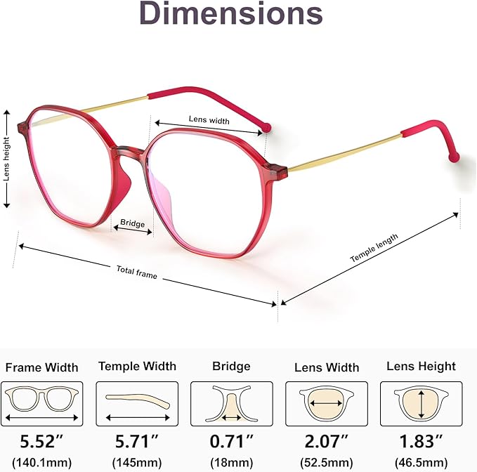 VISOONE Lightweight TR90 Blue Light Blocking Glasses Frame with Anti Glare Eye Protection for Women and Men RANE