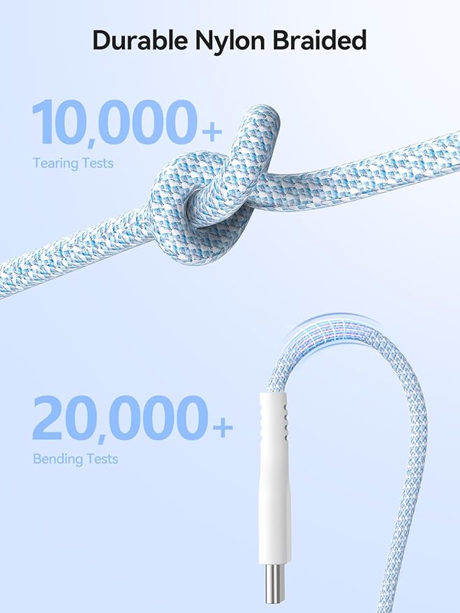 LVFAN Fast Charging USB C & USB A iWatch Charger Cable, Detachable Wireless Travel Charger for Apple Watch Series 10 9 8 7 6 5 4 3 SE Ultra 2, Nylon Braided Cord