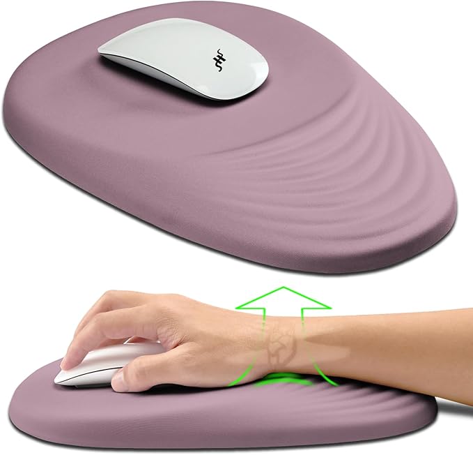 Hokafenle Ergonomic Mouse Pad Wrist Support, Terraced Slope Carpal Tunnel Wrist Pad for Mouse with Unibody Memory Foam, Wrist Rest Pain Relief Mousepad (Pale Purple, 11.8x7.9 in)
