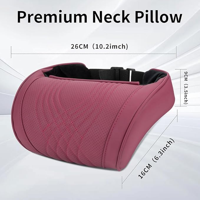 Car Headrest Memory Foam Neck Pillow for Driving with Leather Cover Soft Comfortable Seat Head Pillow Cushion for Most Cars SUV Sedan Home Office Red (1PC)