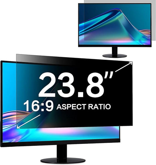 ZOEGAA 23.8 Inch Computer Privacy Screen Filter for 16:9 Widescreen Computer Monitor 20.75"x11.68", Computer Screen Privacy 23.8 inch and Anti Blue Light Anti Glare Protector
