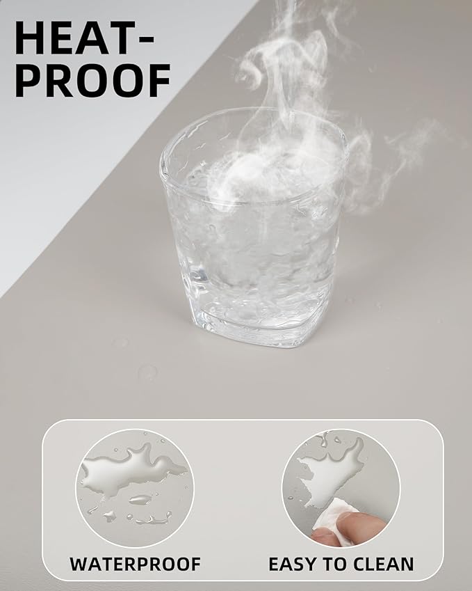 AFIING Leather Desk Pad Protector,55" x 17" Office Desk Mat, Large Mouse Pad, Non-Slip PU Leather Desk Blotter, Laptop Desk Pad, Waterproof Desk Writing Pad for Office and Home (Light Grey)