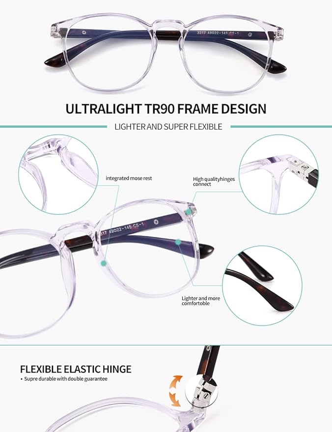 CNLO Blue Light Blocking Glasses,Computer Glasses,Anti Eyestrain, Lightweight Frame Eyeglasses Men/Women