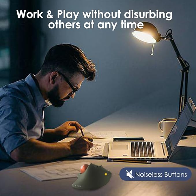 SANWA Wired Ergonomic Trackball Mouse, Optical Rollerball Mice, Programmable Silent Buttons, 40mm Trackball, 600/800/1200/1600 Adjustable DPI, Compatible with MacBook, Laptop, Windows, macOS