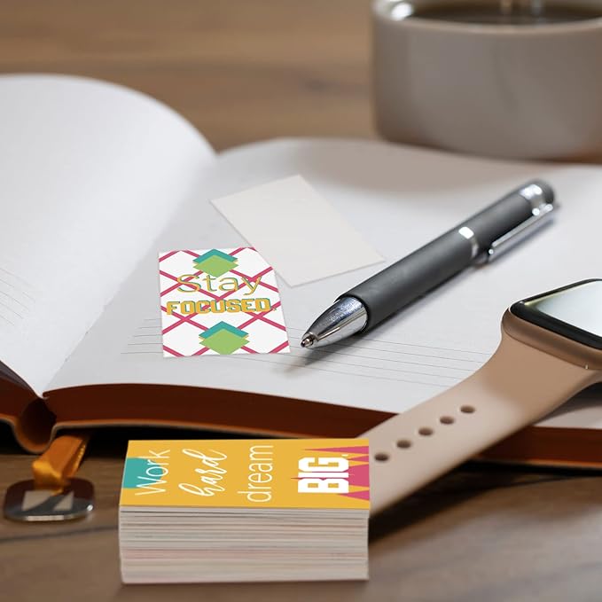 Jinei 300 Inspirational Affirmation Cards Positive Motivational Cards Small Mini Encouragement Quotes for Women Church End of the Year Teacher Gifts(Line Flower)