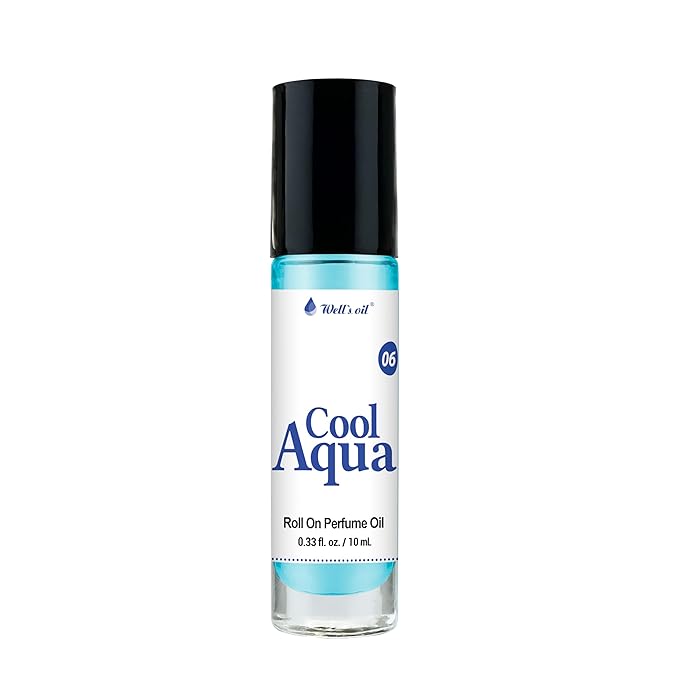 Well's Oil Roll-On Perfume Oil (Cool Aqua) | Crisp Aquatic Notes | Long-Lasting | Paraben-Free | 0.33 Fl Oz / 10 ml