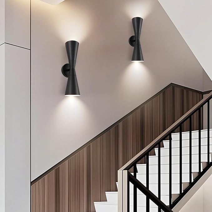 Wall Sconces Set of Two, Bathroom Sconces Wall Lighting 15 inch Black Modern Sconces Wall Decor Set of 2 Indoor Wall Light Fixtures for Living Room Hallway Staircase Bedroom Hardwired