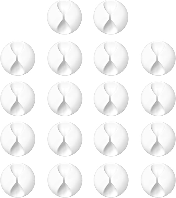 18 Pack Mini Cable Clips, Znben Cord Organizer Holder Adhesive Cord Management Charger Wire Holder Clips for Desk, Home, Office, Car, Cubicle, Nightstand White