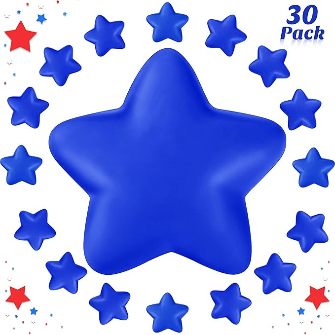 30 Pieces Star Stress Ball Bulk Mini Foam Stress Relief Ball for School Carnival Reward, Student Prizes, Party Bag Fillers